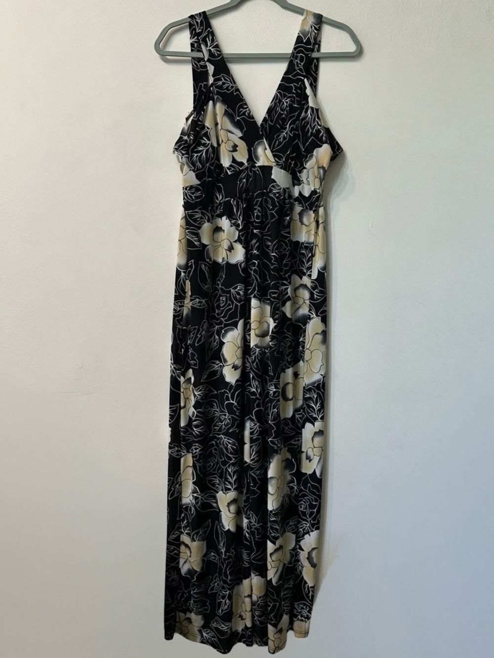 Y2K Pretty Young Thing Floral Maxi Dress Empire Waist V-Neck Boho Retro XL